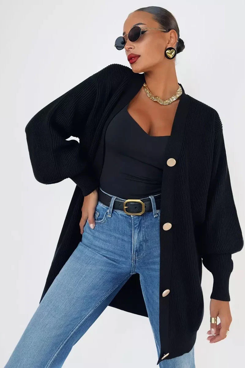 Solid Color Relaxed Knit Cardigan - Image 17