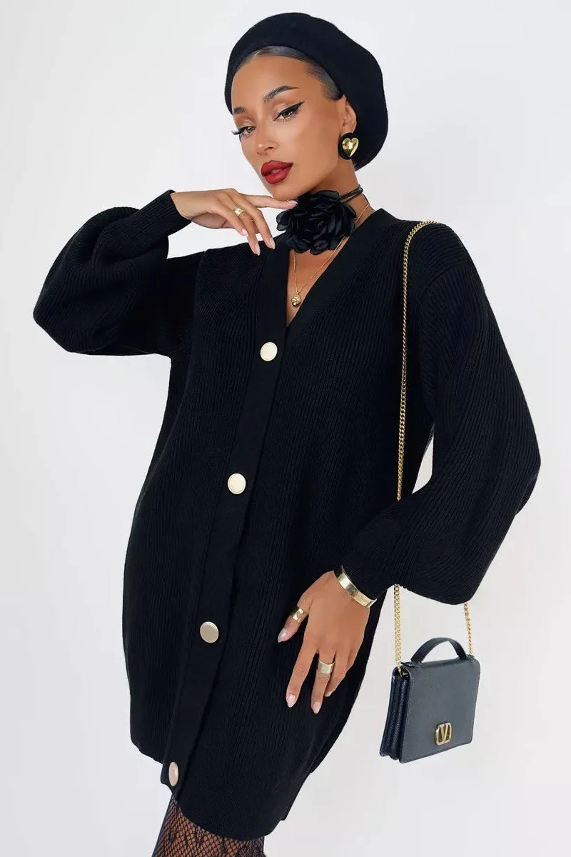 Solid Color Relaxed Knit Cardigan - Image 19