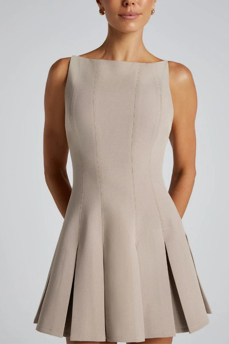 Solid Color Wide Hem Sleeveless Cocktail Dress - Image 10