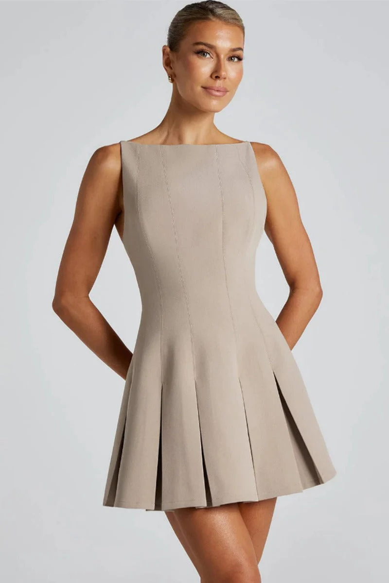 Solid Color Wide Hem Sleeveless Cocktail Dress - Image 8