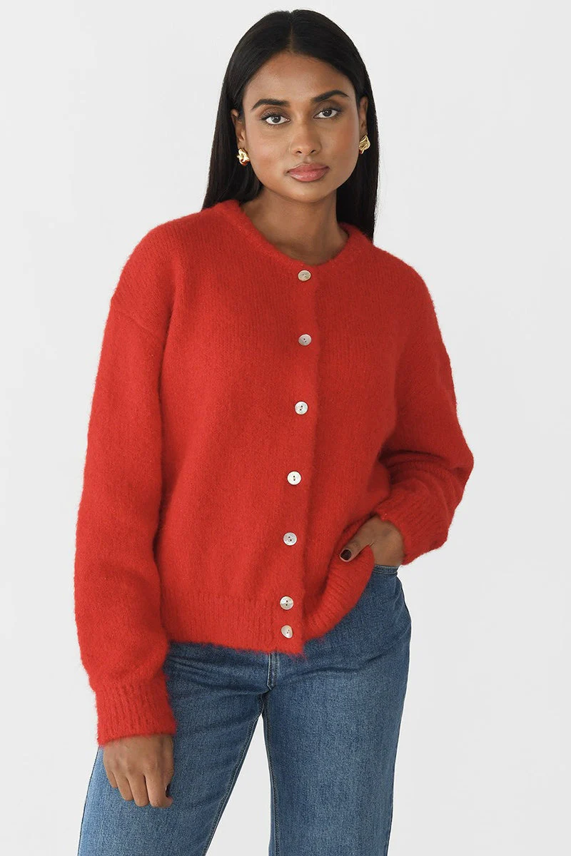 Solid Color Wool Blend Cardigan - Image 6