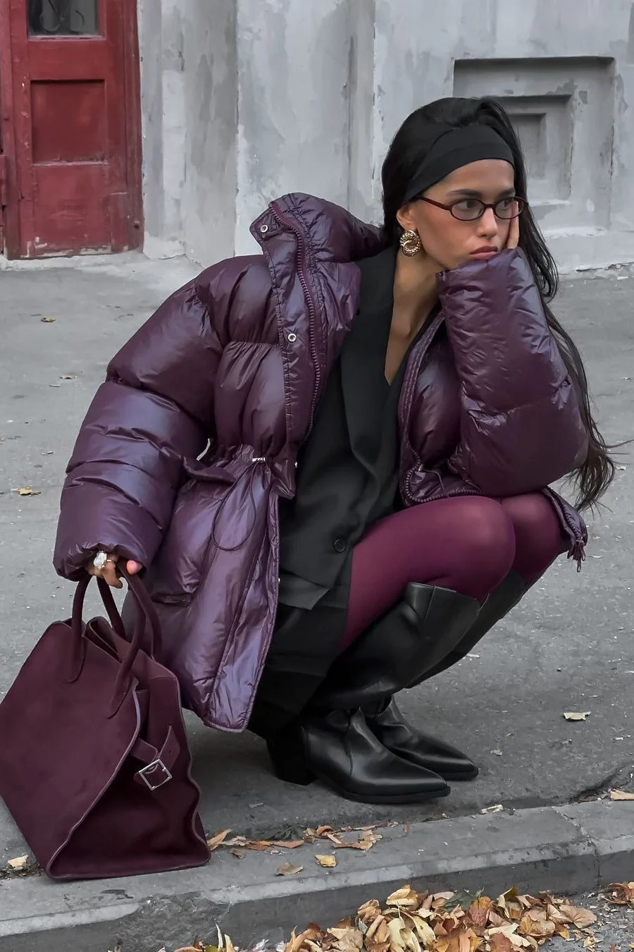 Solid Color Zipped Hooded Puffer Jacket - Image 3