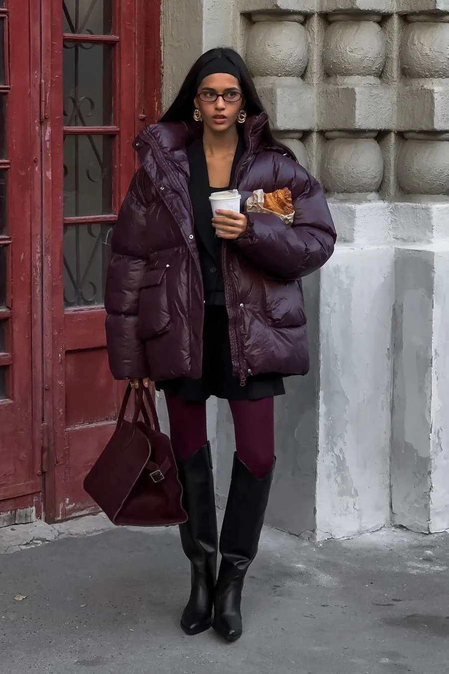 Solid Color Zipped Hooded Puffer Jacket - Image 4