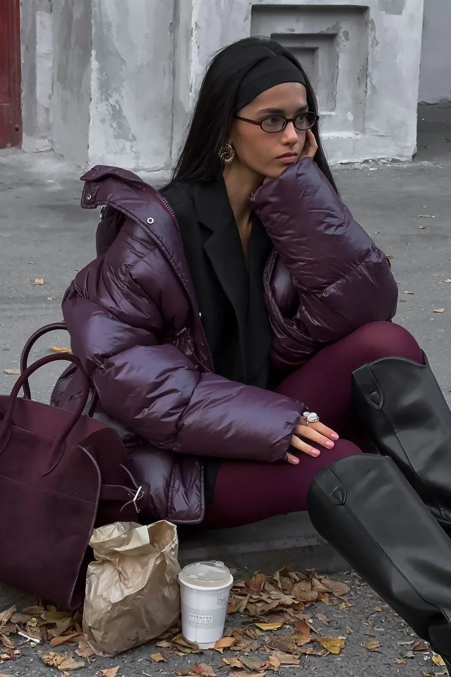 Solid Color Zipped Hooded Puffer Jacket - Image 5