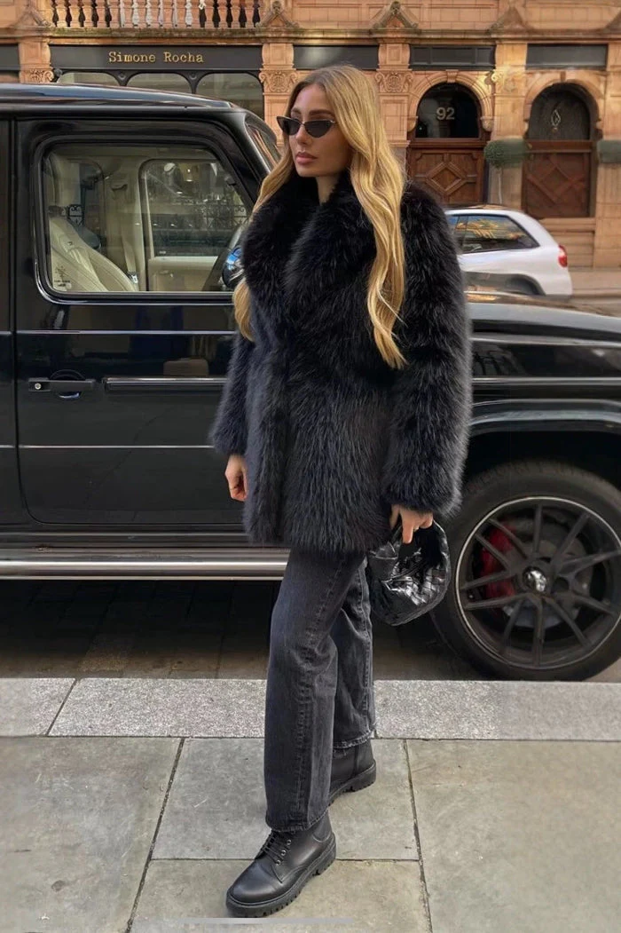 Solid Eco Faux Fur Coat - Image 4