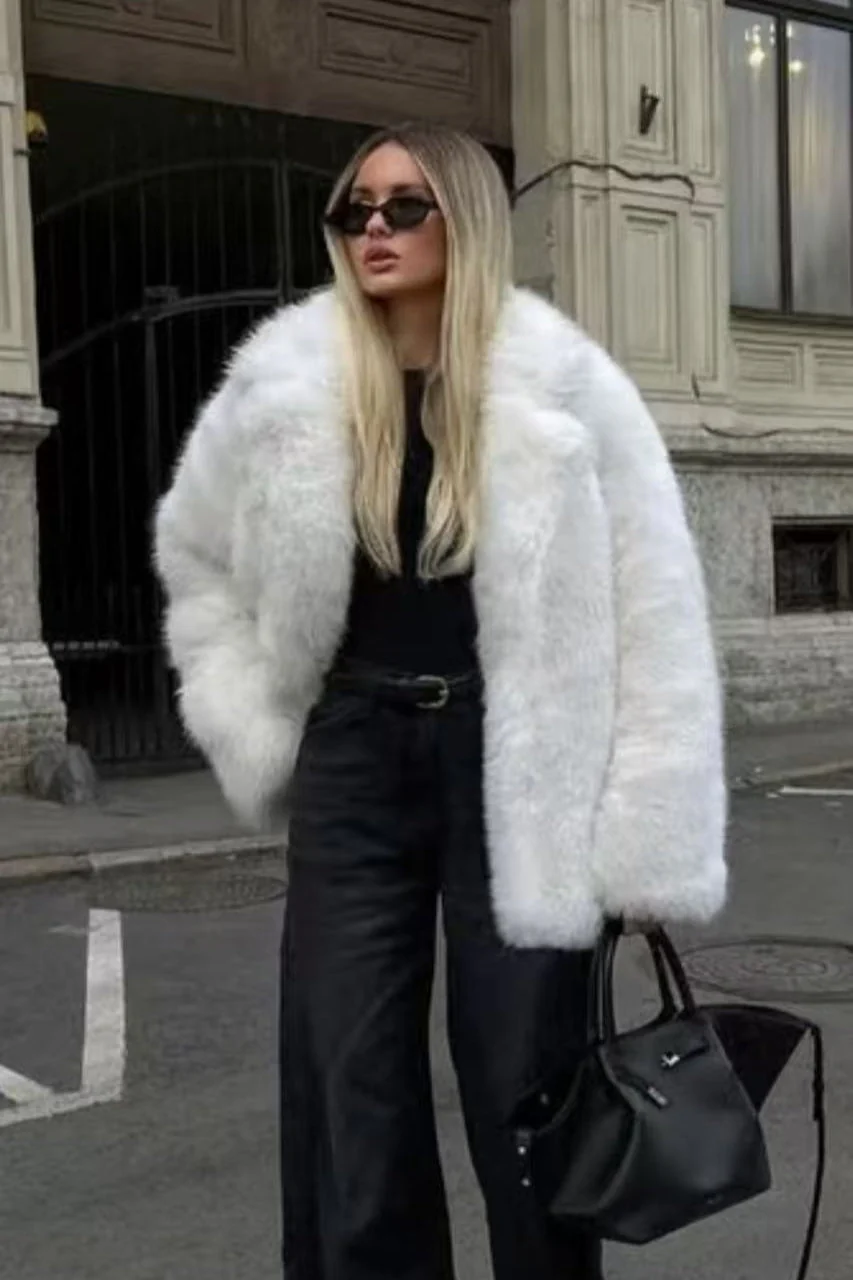 Solid Eco Faux Fur Coat - Image 5