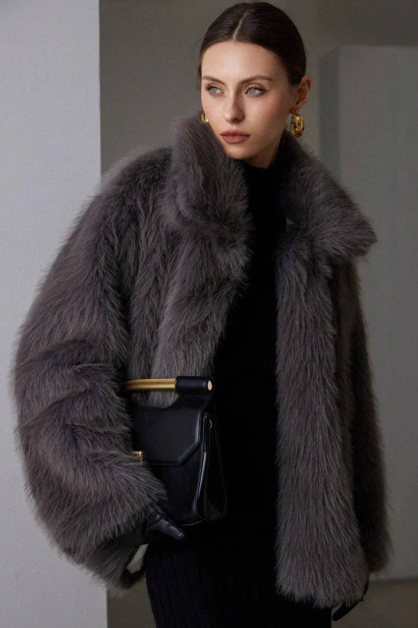 Solid Faux Fur Winter Coat - Image 3