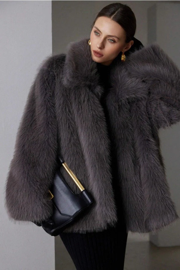 Solid Faux Fur Winter Coat - Image 5