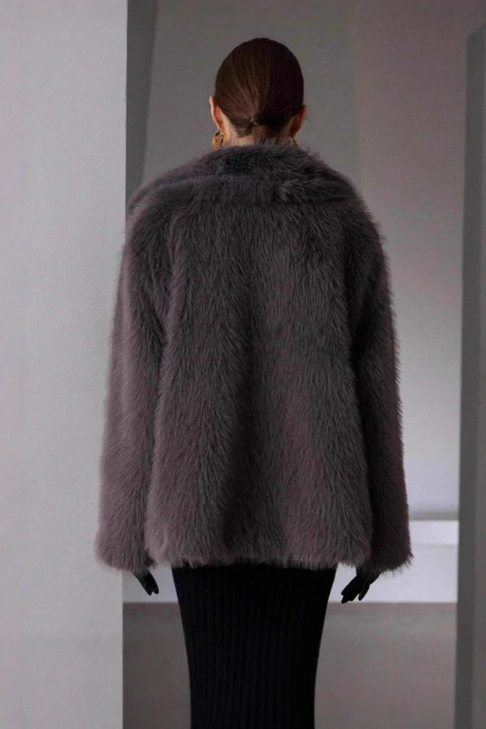 Solid Faux Fur Winter Coat - Image 8