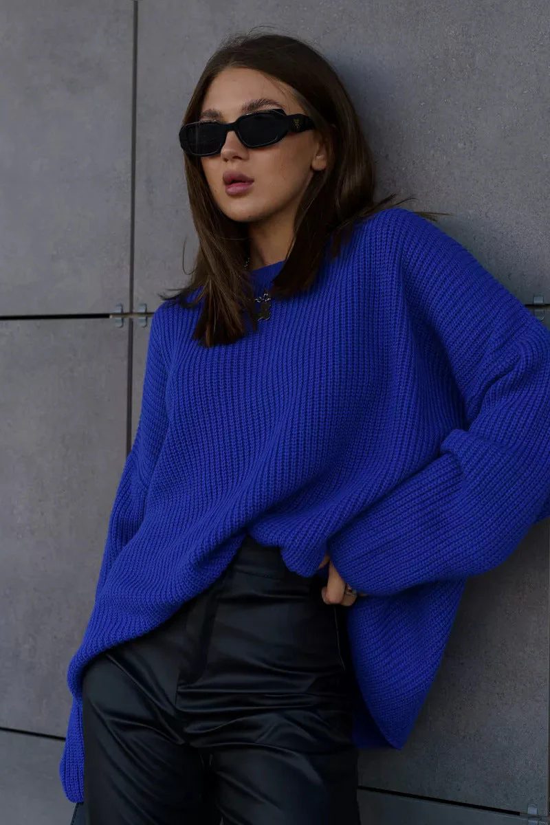 Solid Knit Crewneck Pullover Sweater - Image 15