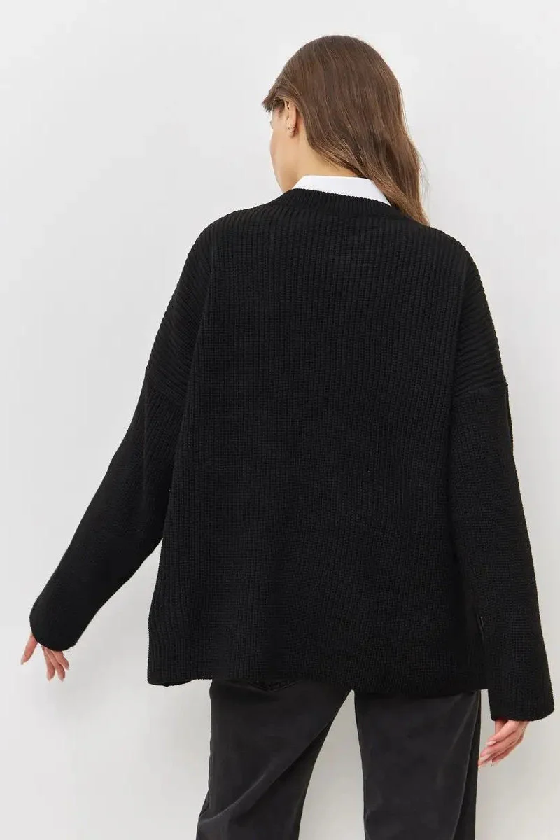 Solid Knit Crewneck Pullover Sweater - Image 2