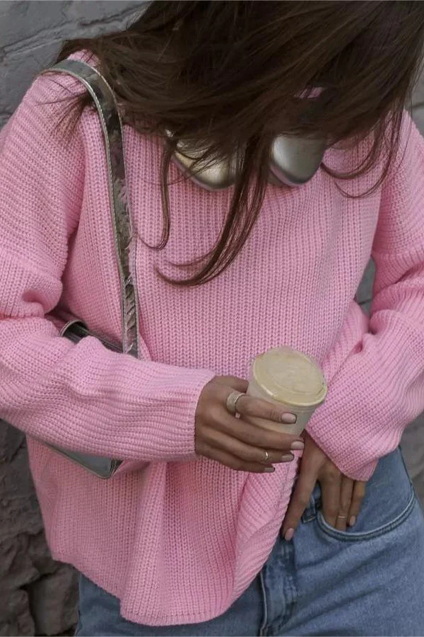 Solid Knit Crewneck Pullover Sweater - Image 20