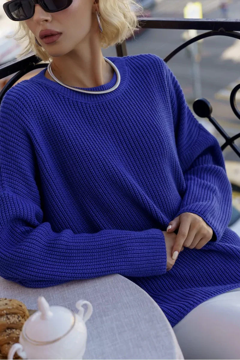 Solid Knit Crewneck Pullover Sweater - Image 27