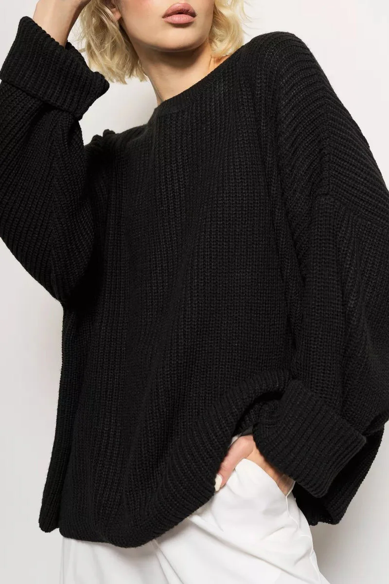 Solid Knit Crewneck Pullover Sweater - Image 3