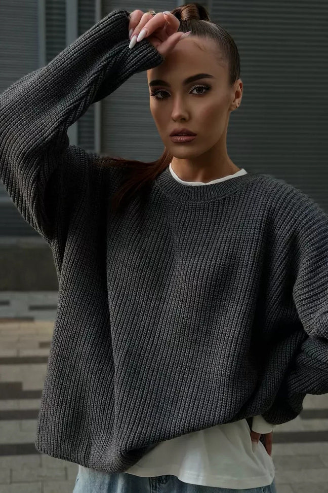 Solid Knit Crewneck Pullover Sweater - Image 36