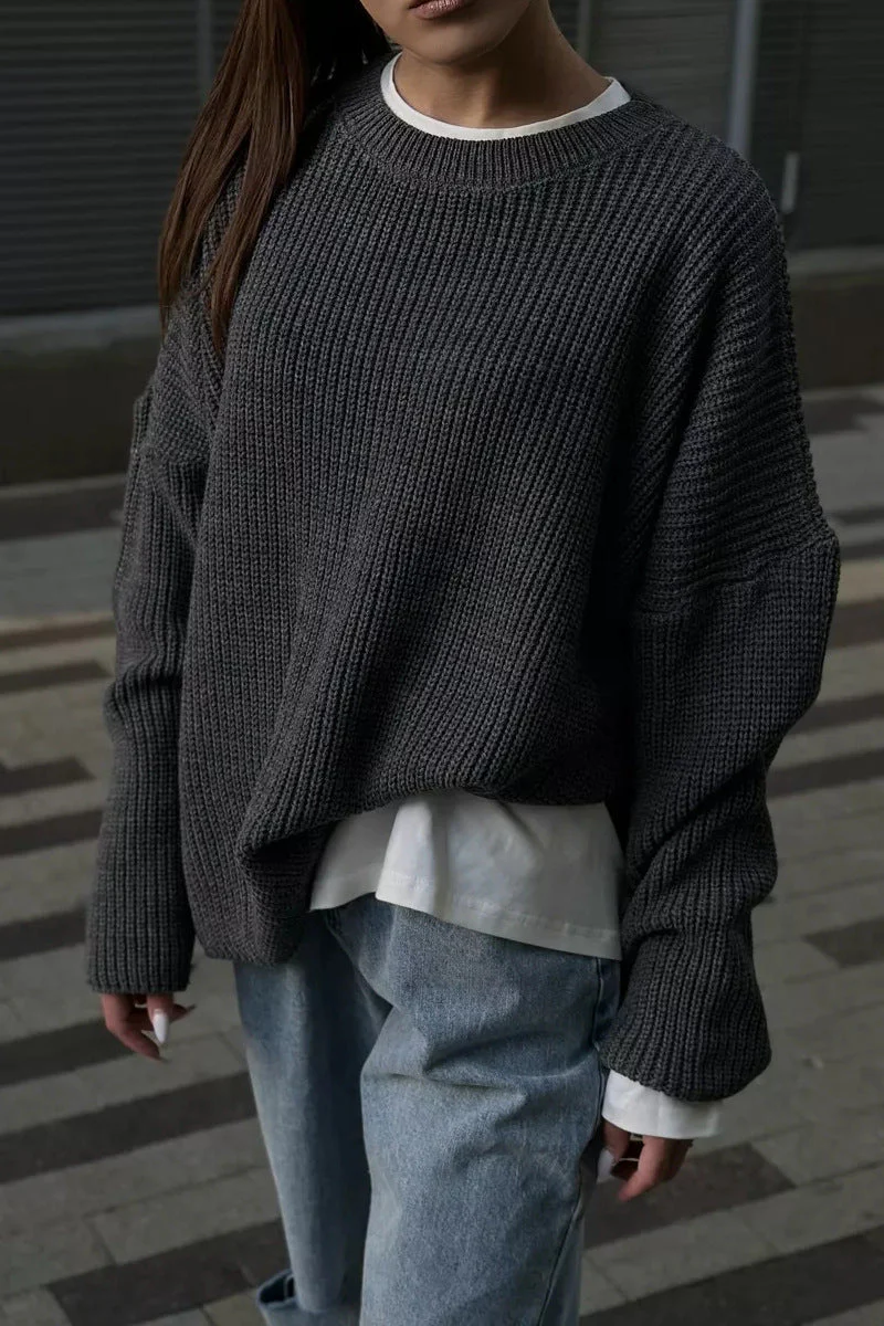 Solid Knit Crewneck Pullover Sweater - Image 37