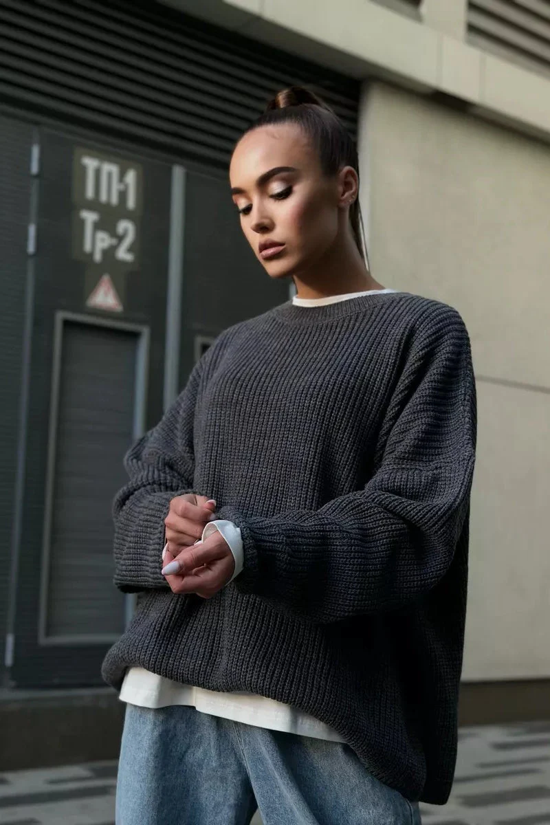 Solid Knit Crewneck Pullover Sweater - Image 6