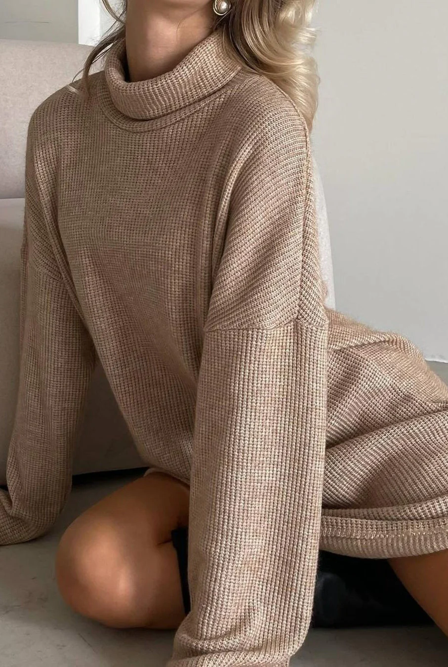 Solid Knit Pullover Sweater Dress - Image 7