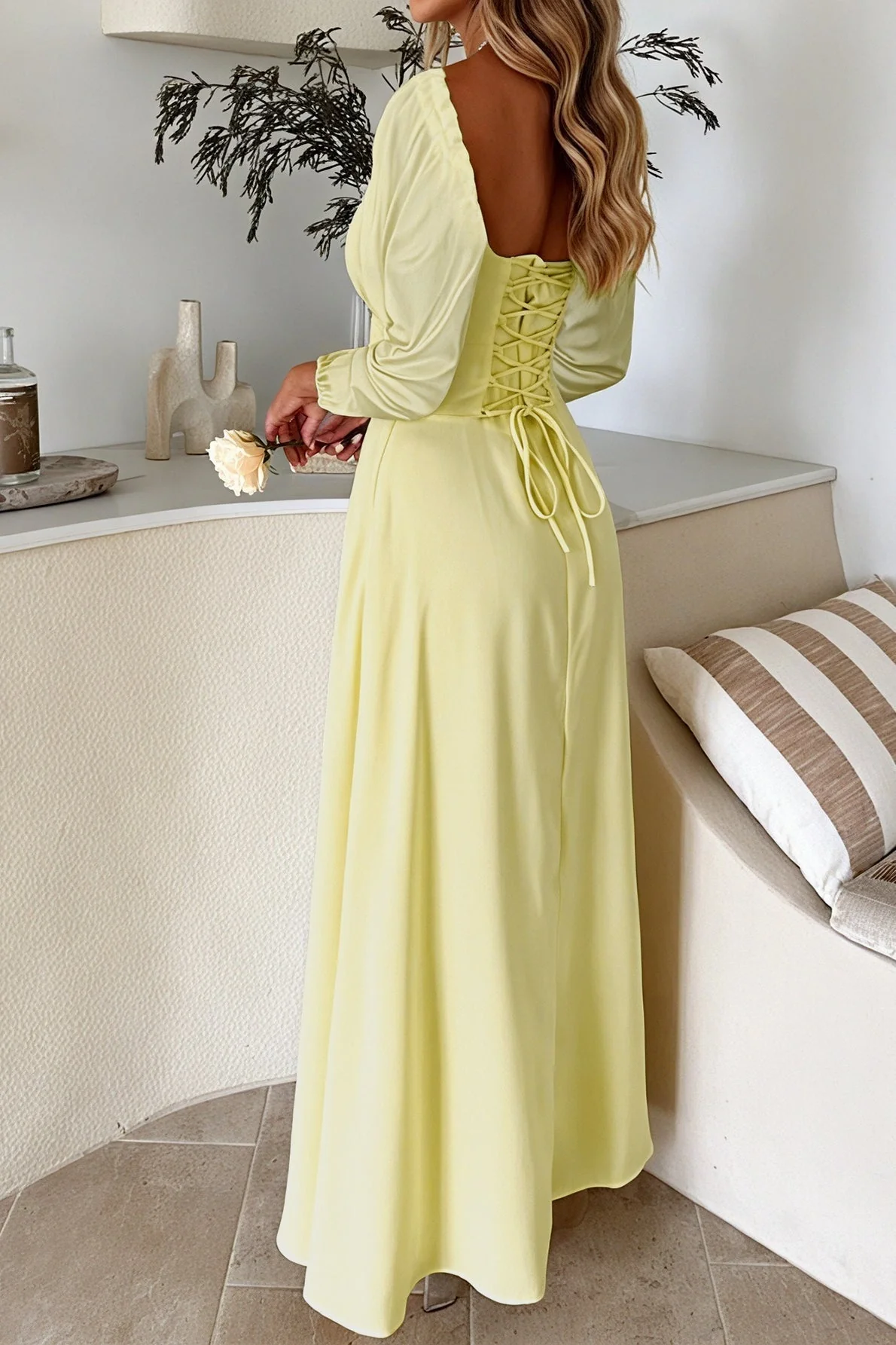 Solid Long Sleeve Party Dress - Image 10