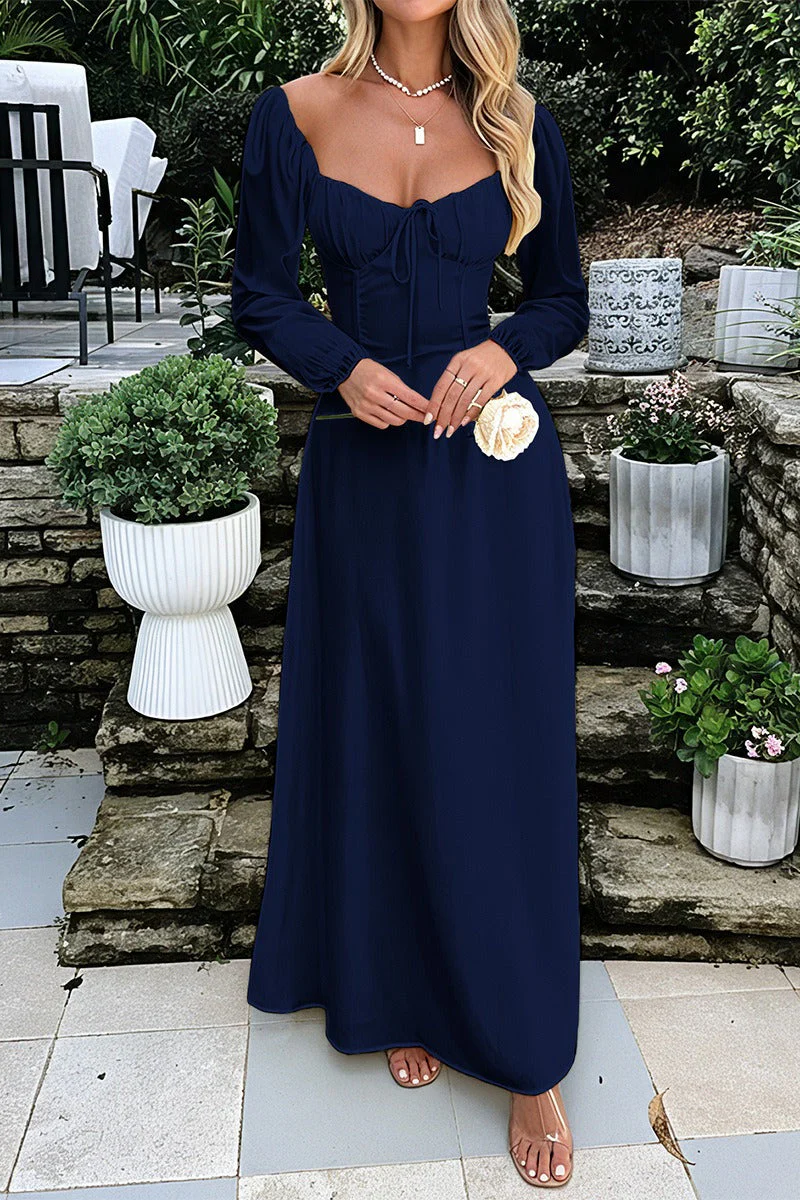 Solid Long Sleeve Party Dress - Image 12