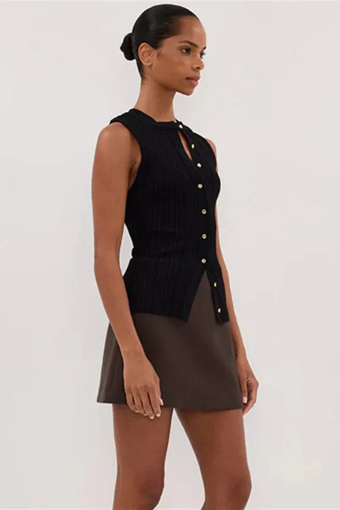 Solid Ribbed Sleeveless Cardigan - Image 6