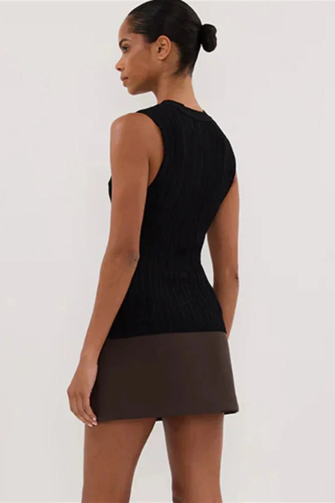 Solid Ribbed Sleeveless Cardigan - Image 7