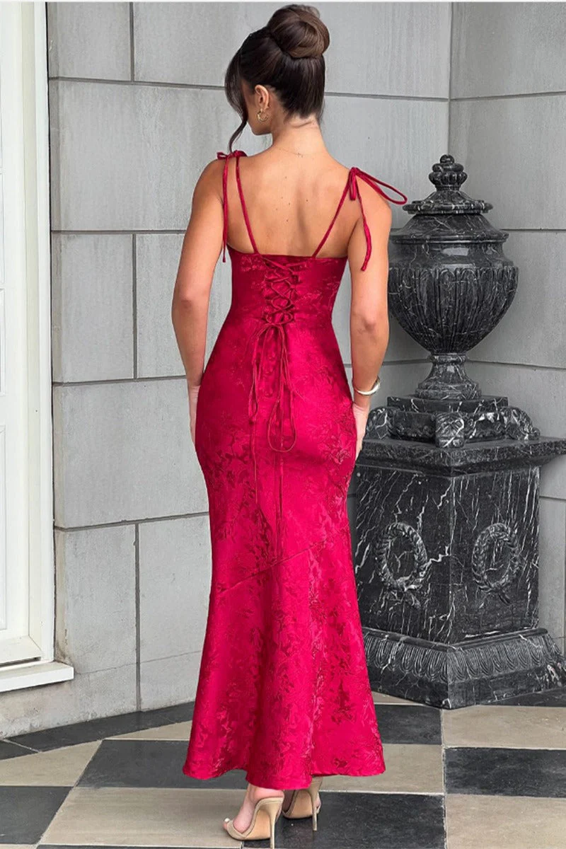 Solid Sash Backless Mermaid Formal Dress - Image 18