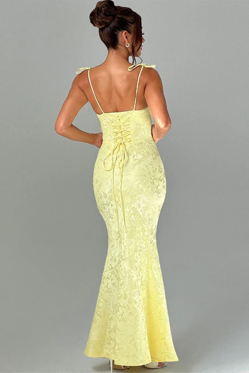 Solid Sash Backless Mermaid Formal Dress - Image 3