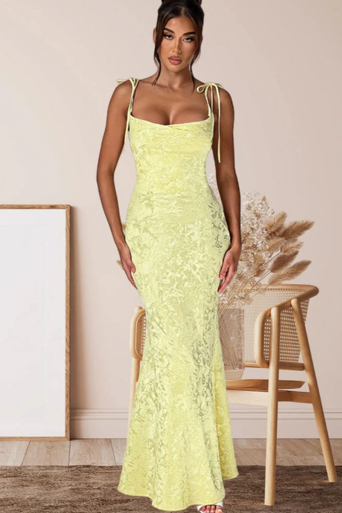 Solid Sash Backless Mermaid Formal Dress - Image 4