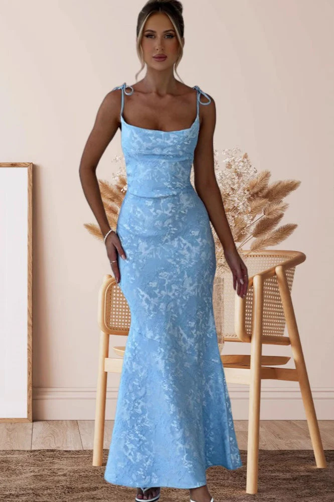 Solid Sash Backless Mermaid Formal Dress - Image 6