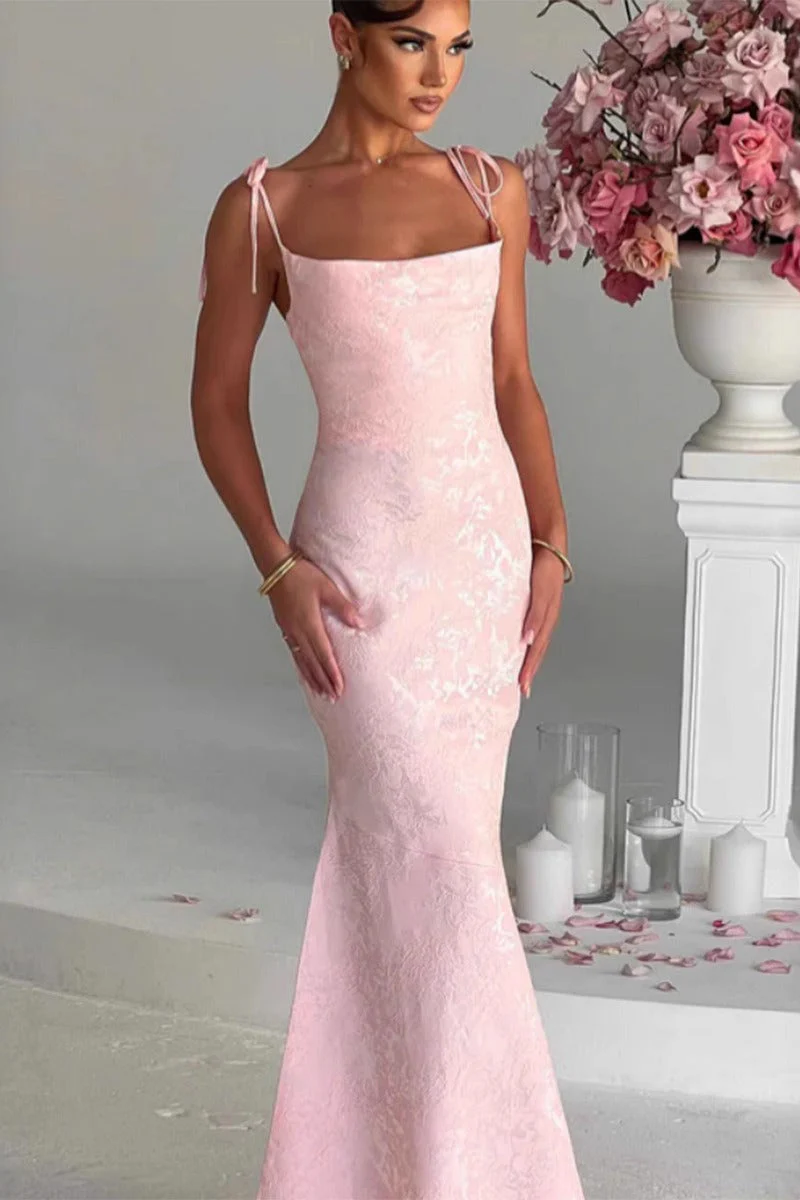 Solid Sash Backless Mermaid Formal Dress - Image 7