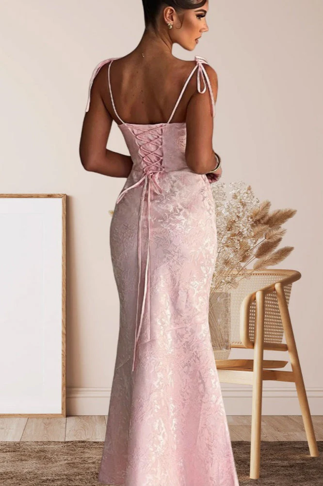 Solid Sash Backless Mermaid Formal Dress - Image 8