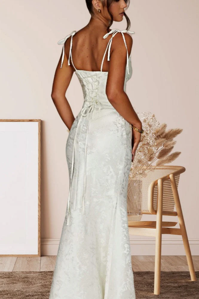 Solid Sash Backless Mermaid Formal Dress - Image 9