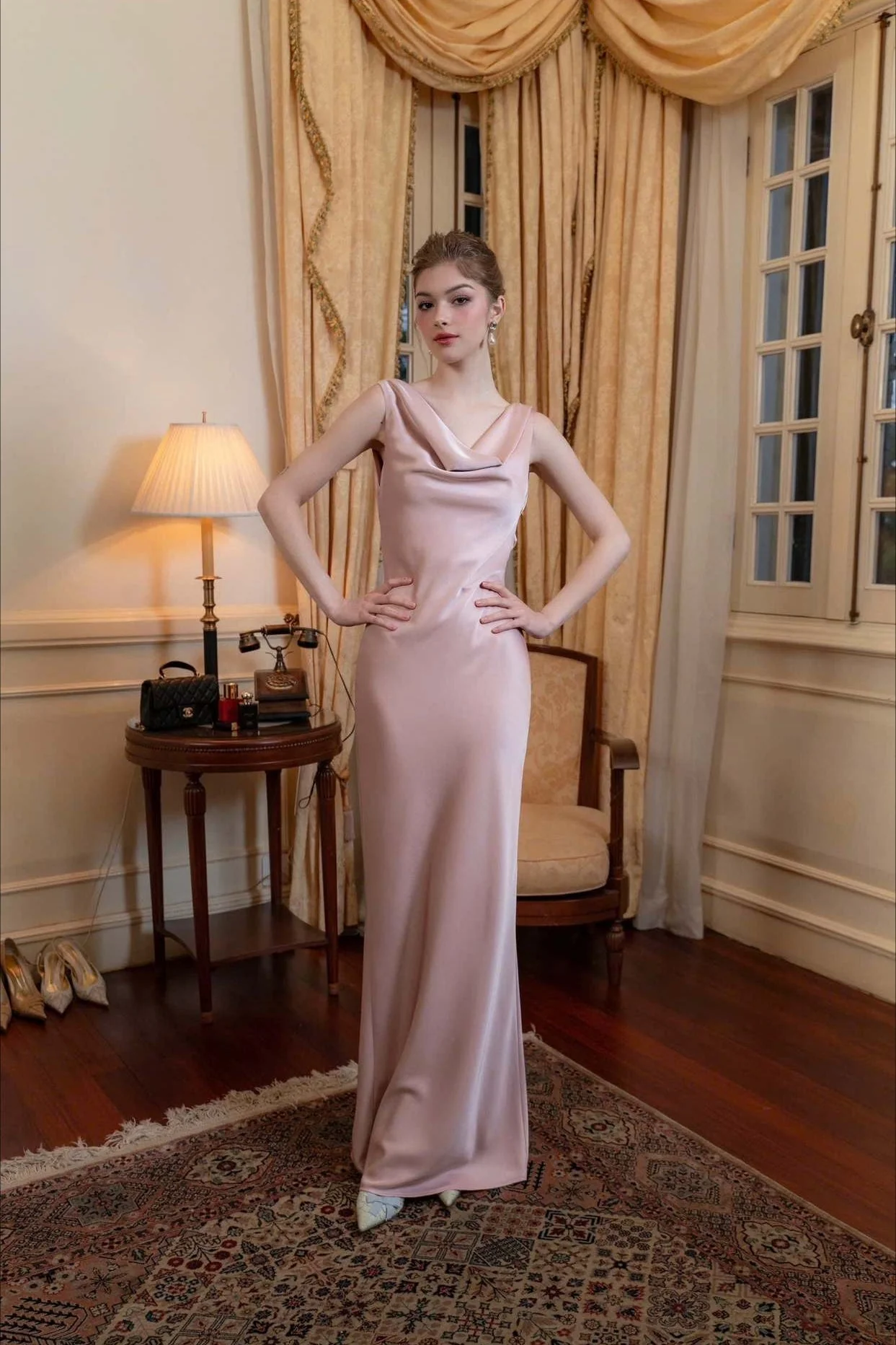 Solid Satin Evening Maxi Dress - Image 11
