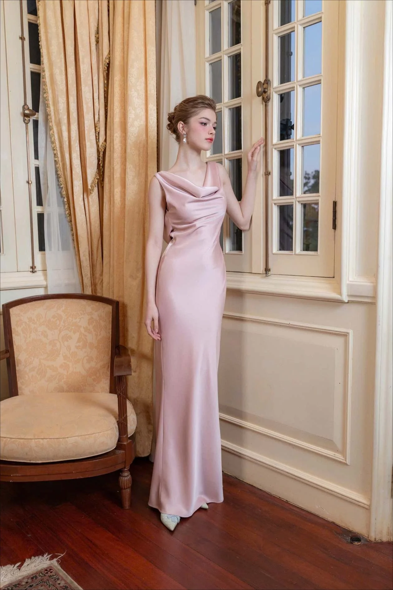 Solid Satin Evening Maxi Dress - Image 12