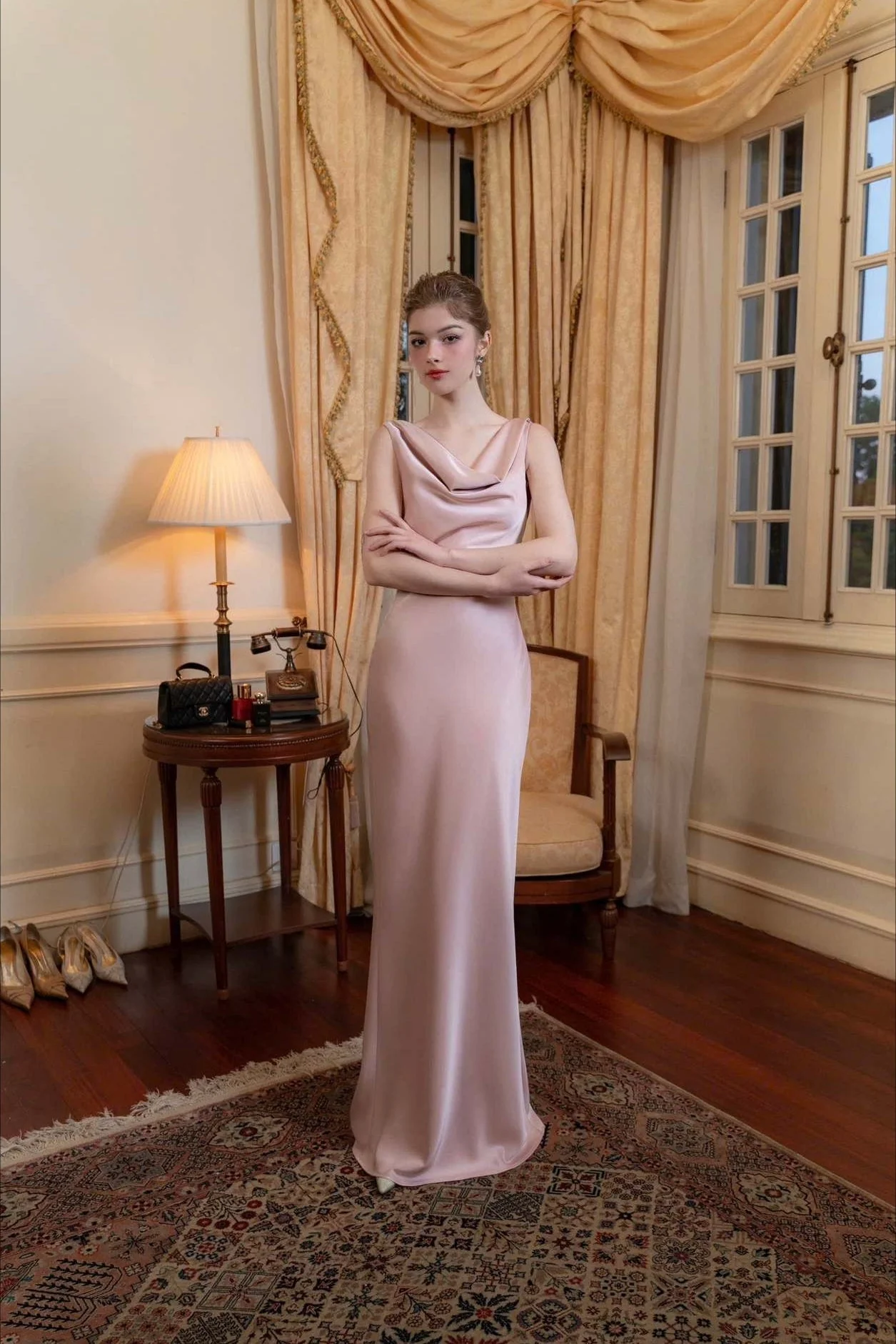 Solid Satin Evening Maxi Dress - Image 14
