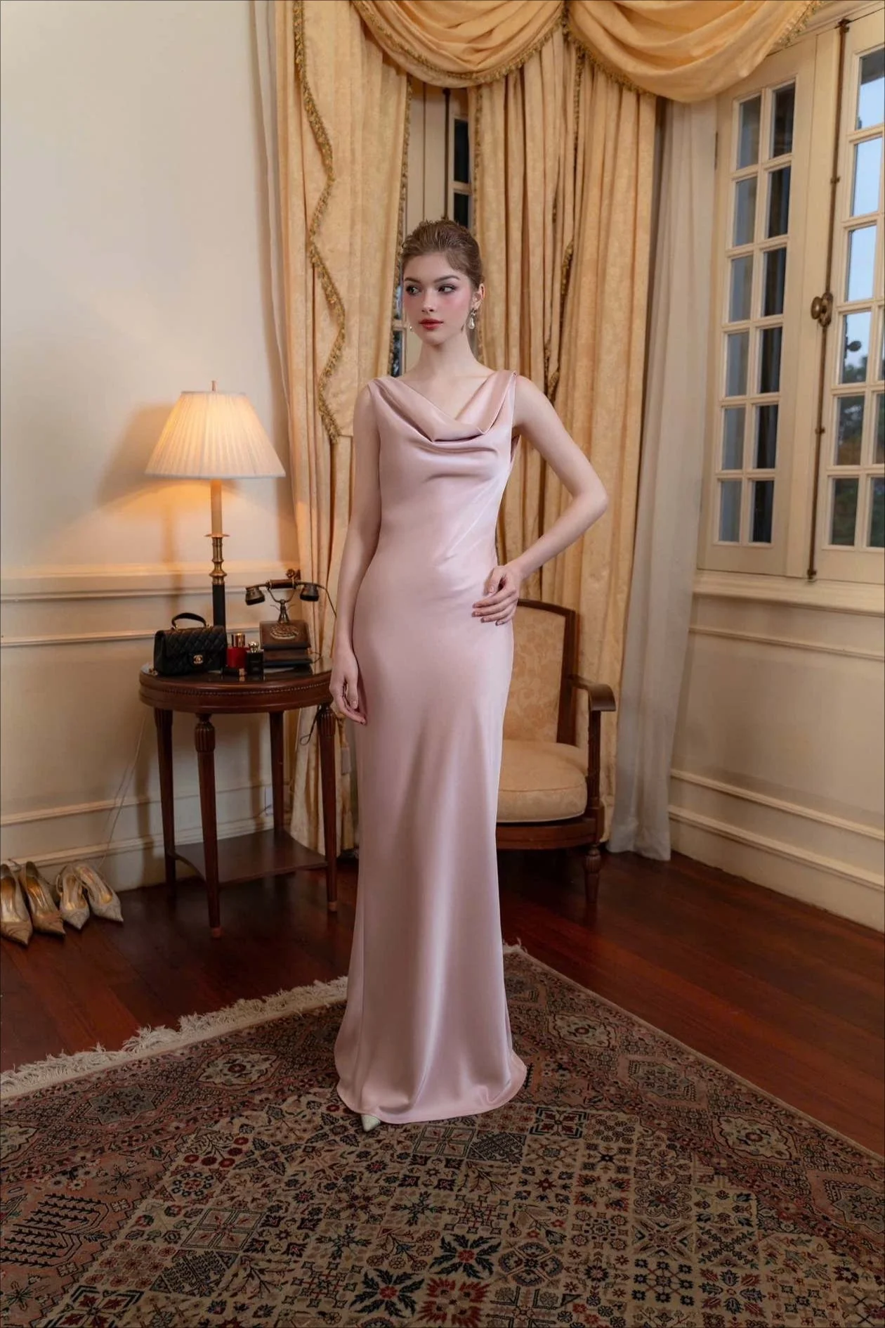 Solid Satin Evening Maxi Dress - Image 16