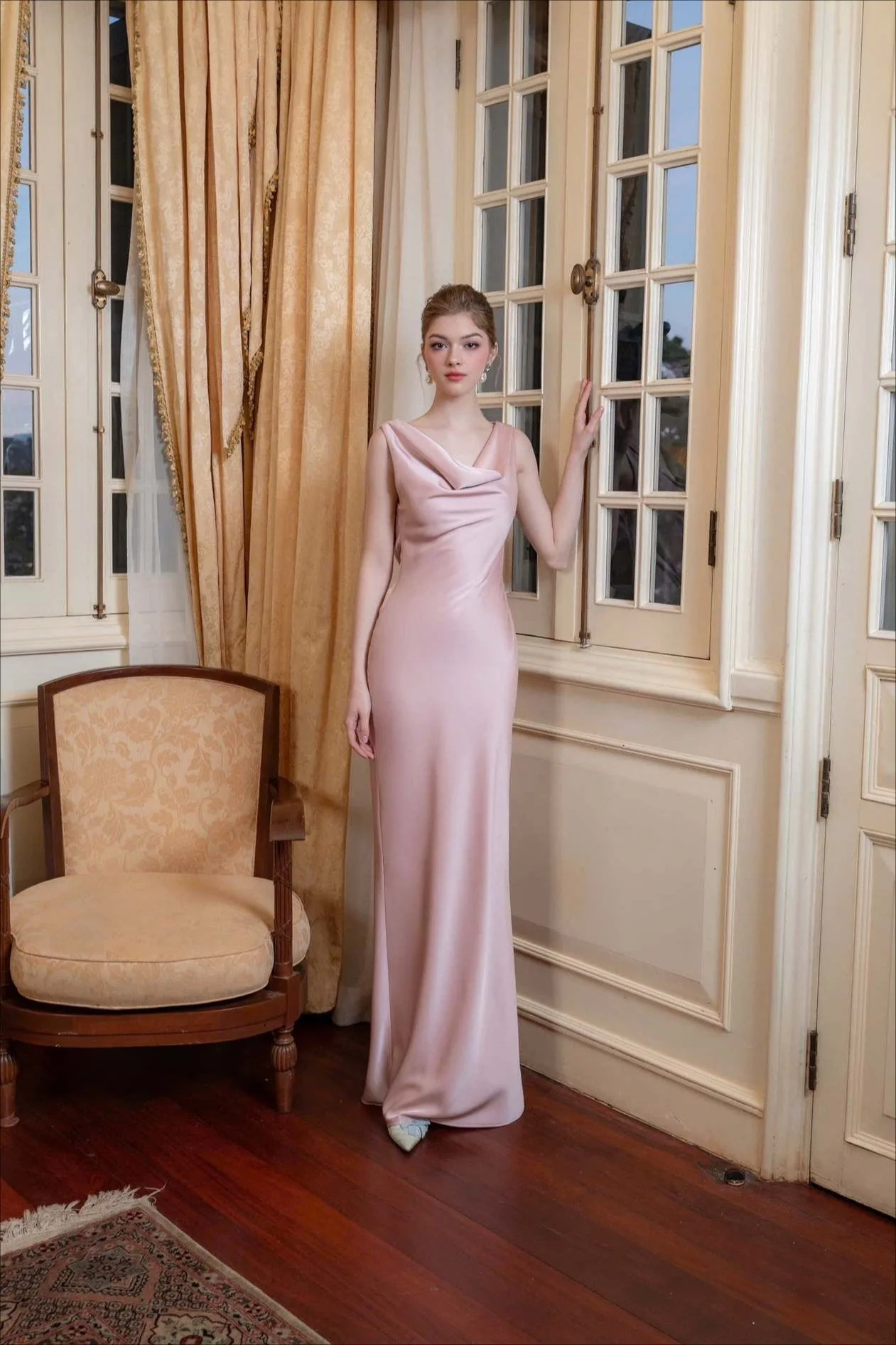 Solid Satin Evening Maxi Dress - Image 18