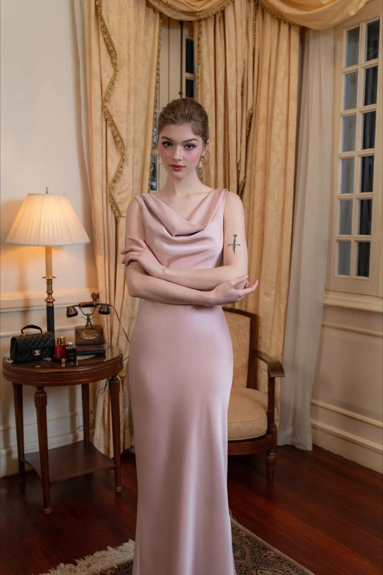Solid Satin Evening Maxi Dress - Image 21