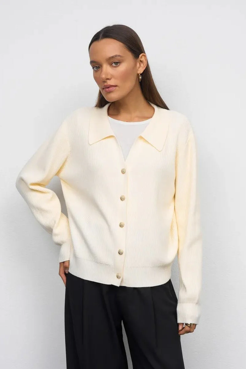 Solid V Neck Button Down Cardigan - Image 5
