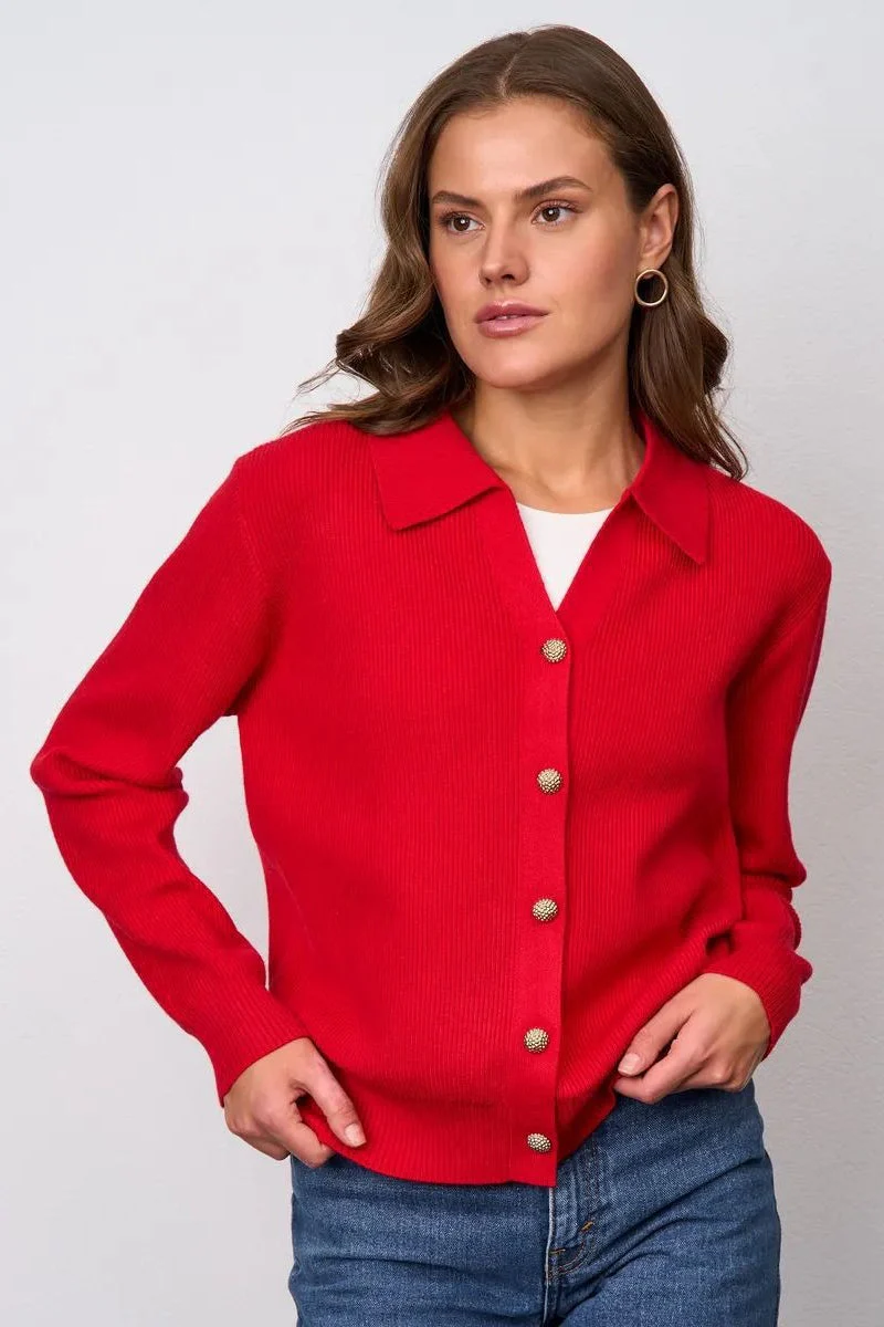 Solid V Neck Button Down Cardigan - Image 6