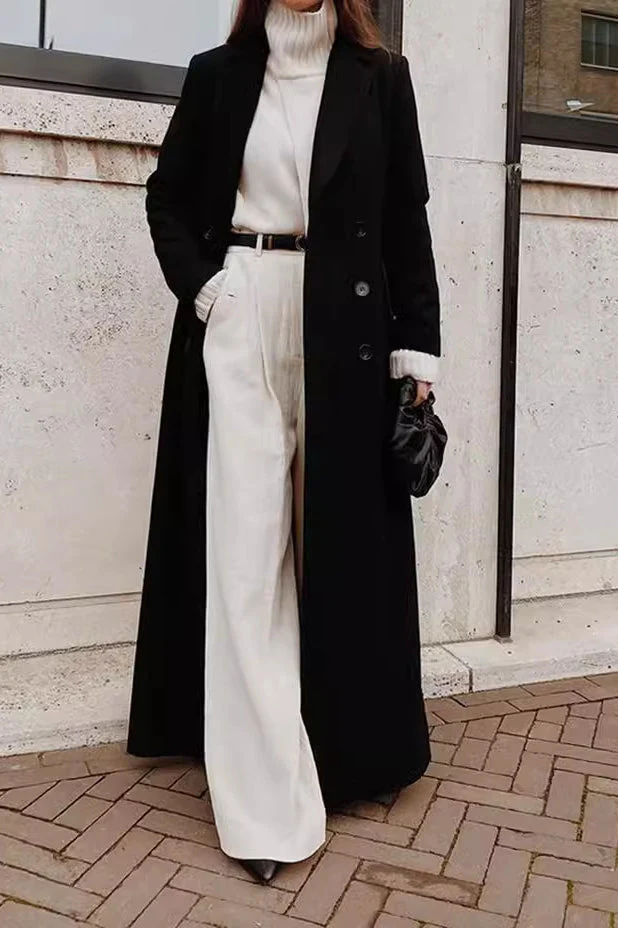 Solid Wool Blend Longline Coat - Image 2