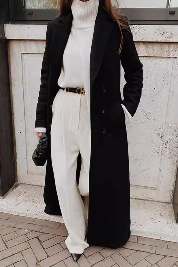 Solid Wool Blend Longline Coat - Image 3