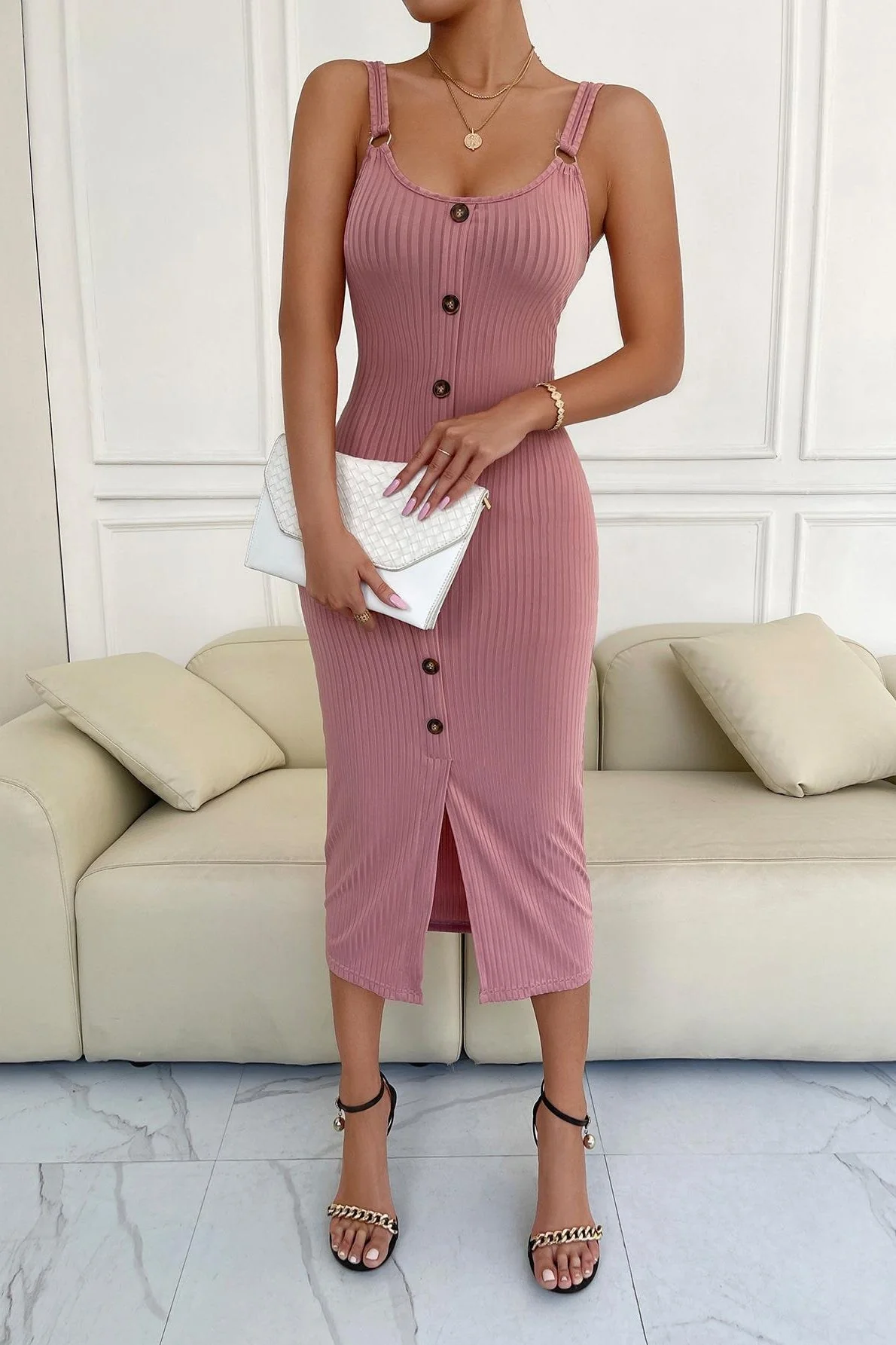 Spaghetti Strap Knit Sweater Dress - Image 4