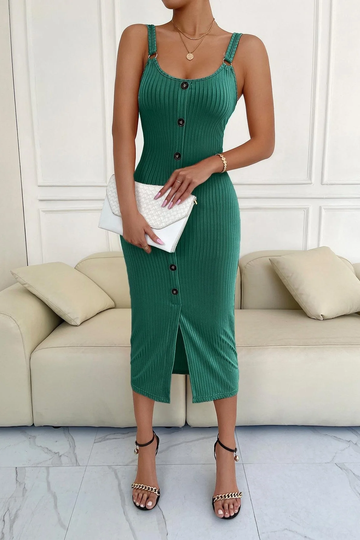 Spaghetti Strap Knit Sweater Dress - Image 8