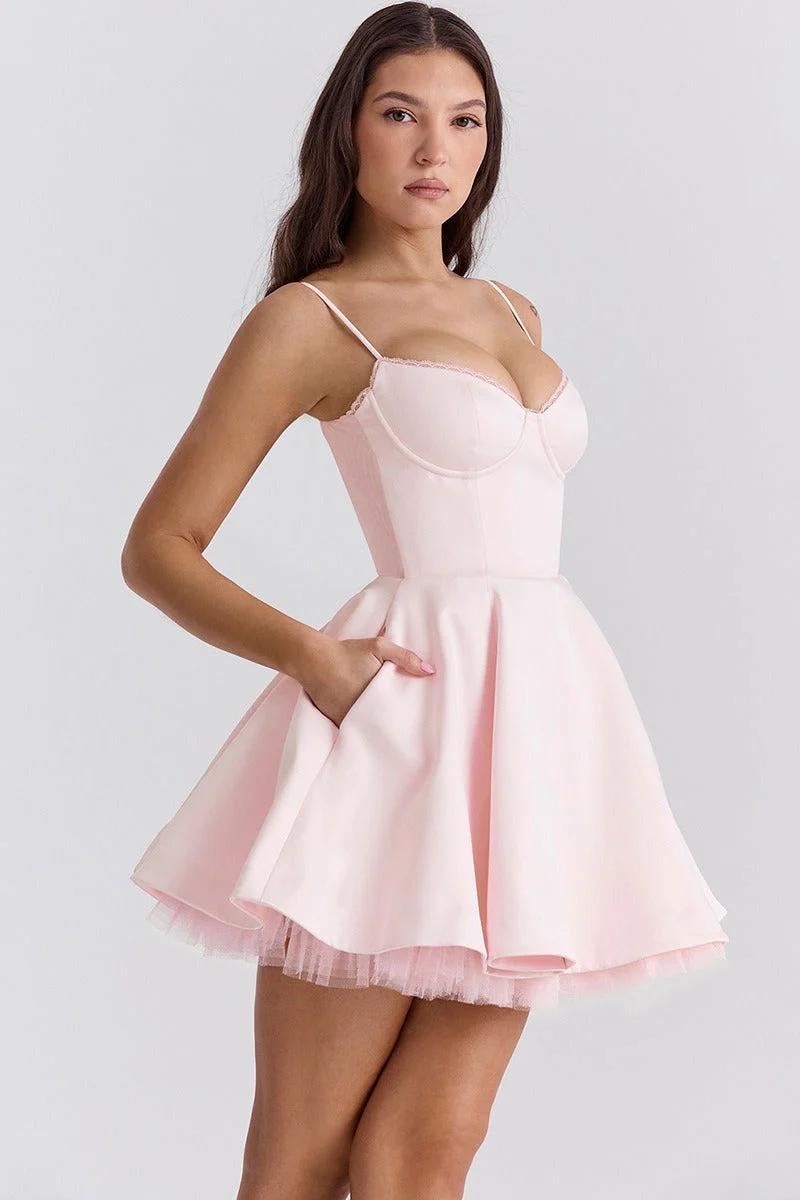 Spaghetti Strap Puff Mini Party Dress - Image 8