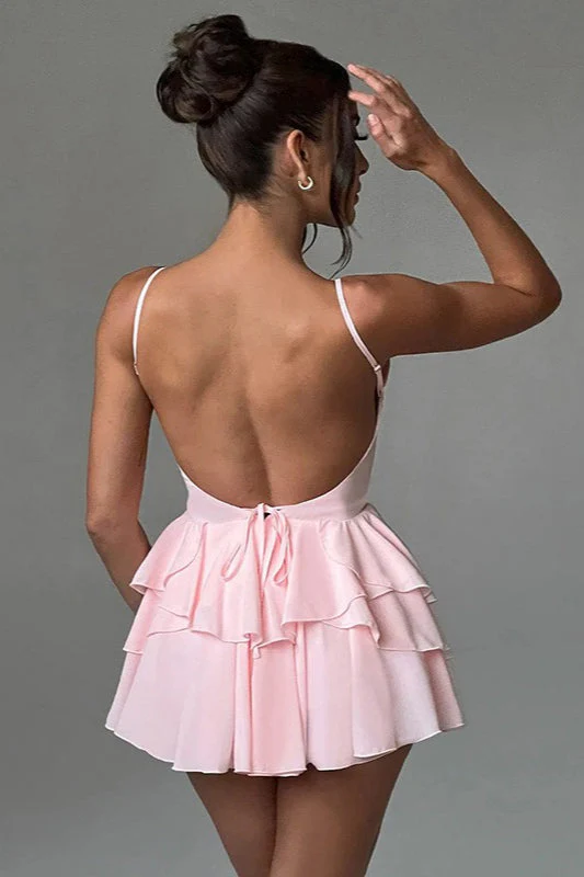 Spaghetti Strap Ruffle Party Dress - Image 5