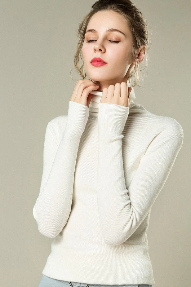 Stacked Neck Lightweight Wool Knit Top - Image 11