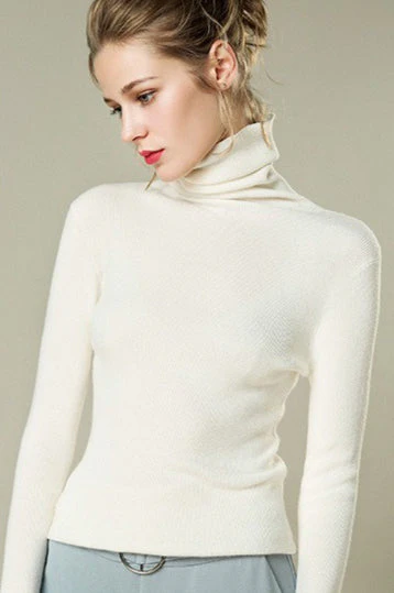 Stacked Neck Lightweight Wool Knit Top - Image 12
