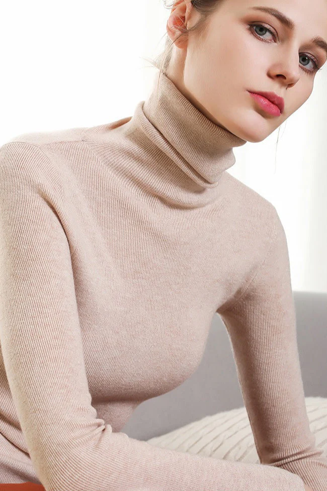 Stacked Neck Lightweight Wool Knit Top - Image 5